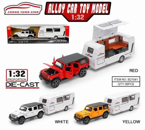 1:32 alloy pull back wrangler with rv
