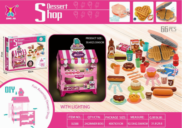 diy dessert shop playset with lighting | 66 piece pretend food toy