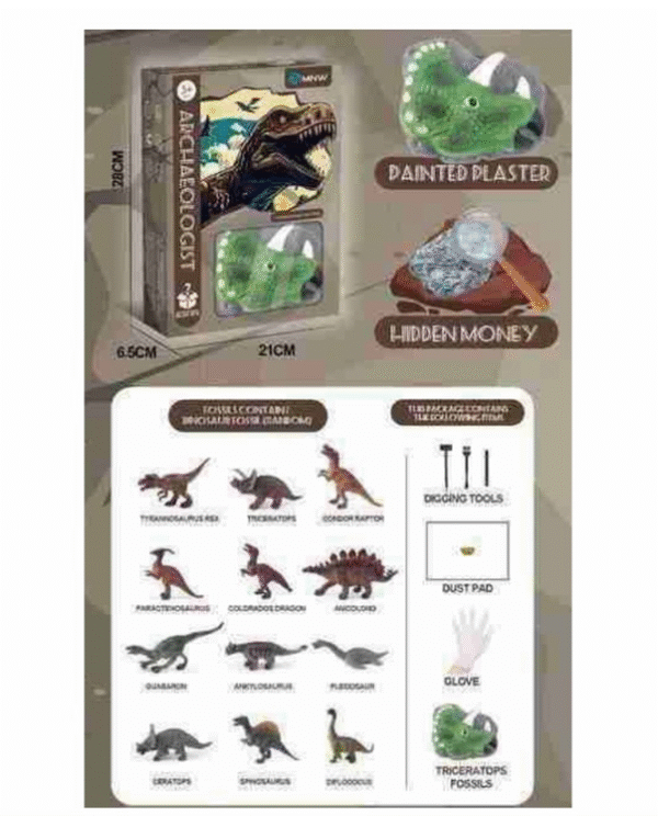 archaeologist dinosaur dig kit | painted plaster excavation toy