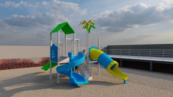 the tropical fun zone: commercial grade multi slide playground