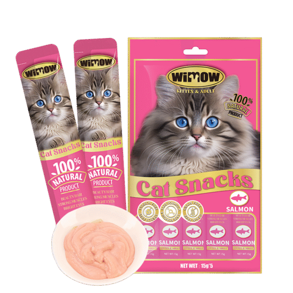 wimow salmon cat snacks pink pack treats 15g